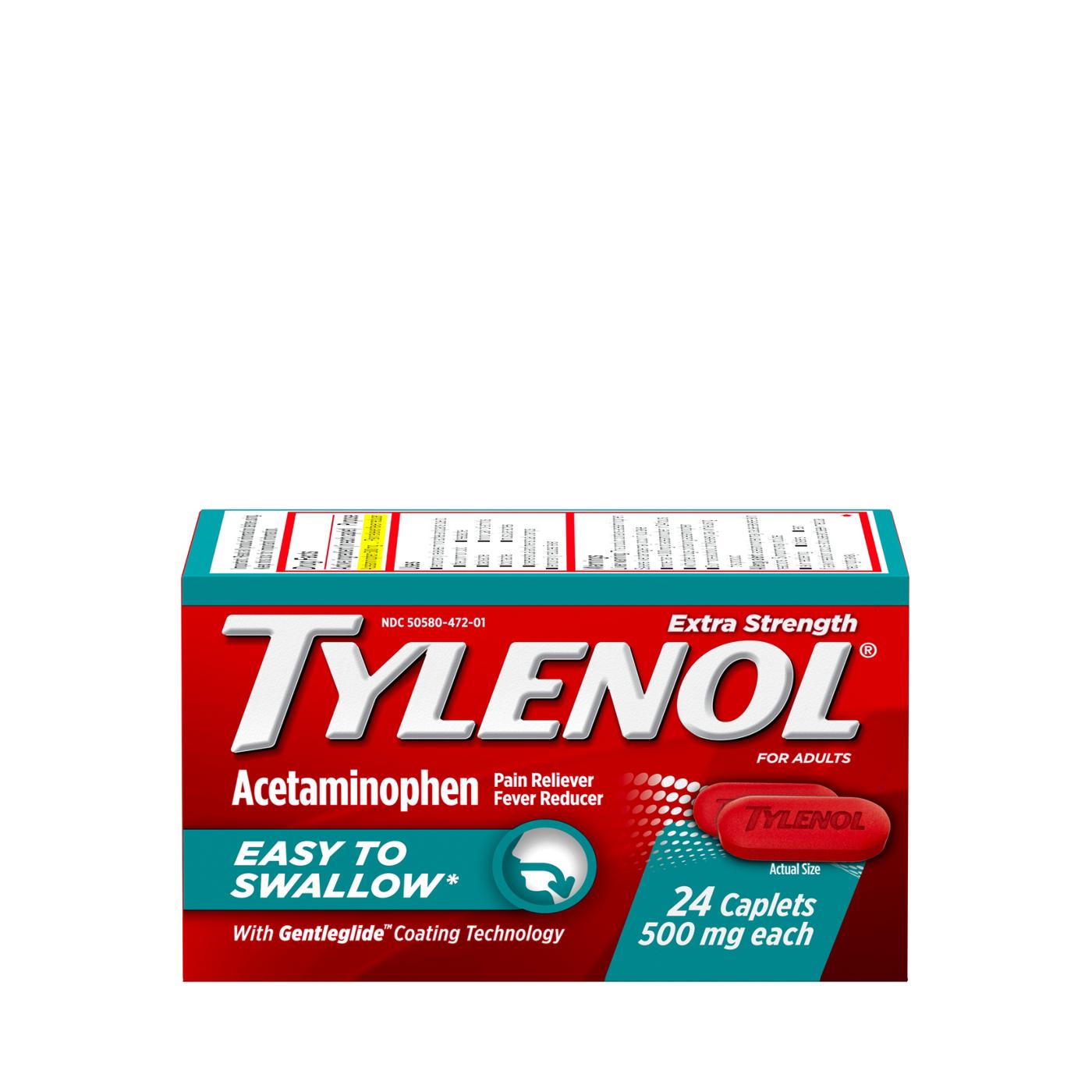 Tylenol Extra Strength Fever & Pain Reliever Easy To Swallow Caplets; image 2 of 3