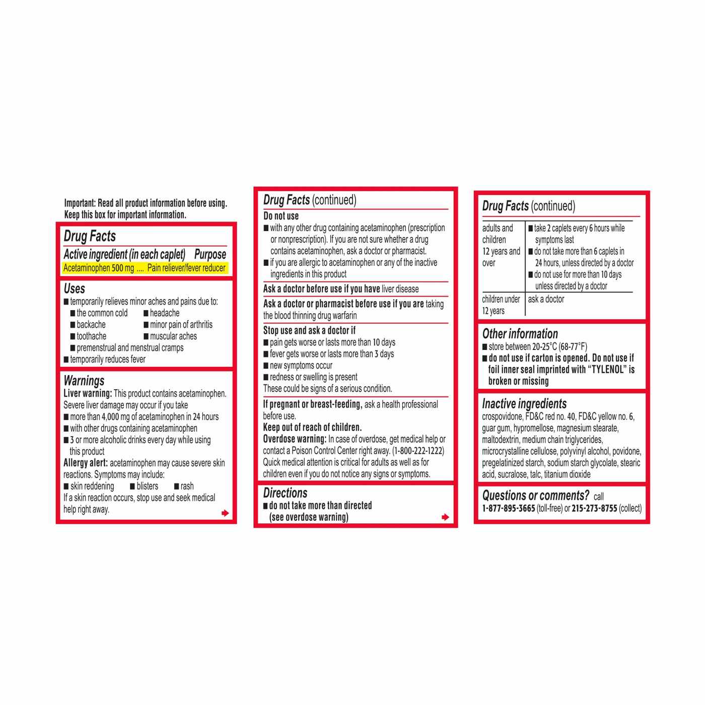 Tylenol Extra Strength Fever & Pain Reliever Easy To Swallow Caplets; image 3 of 3