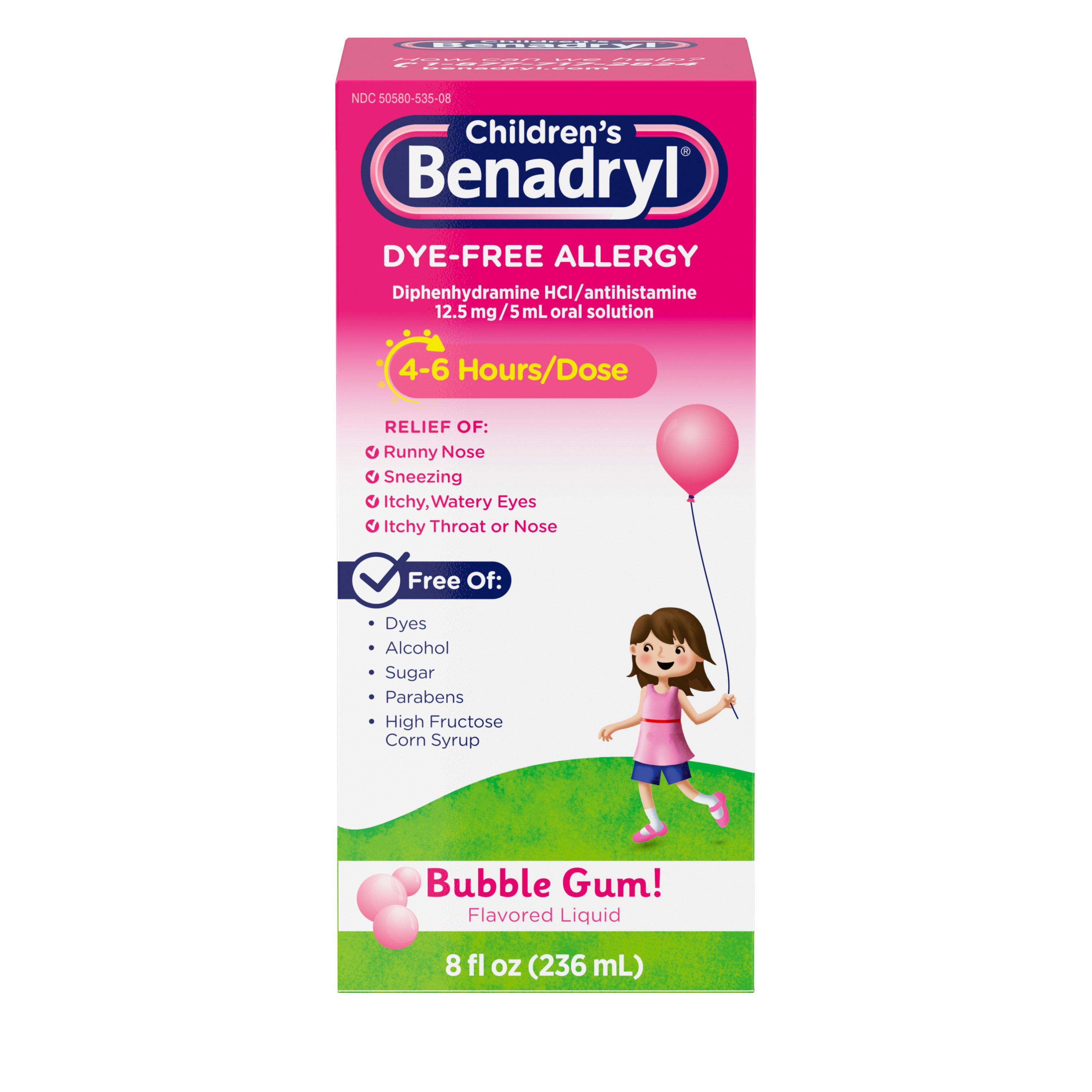 Benadryl Children's Dye -Free Allergy Liquid - Bubble Gum - Shop Sinus ...