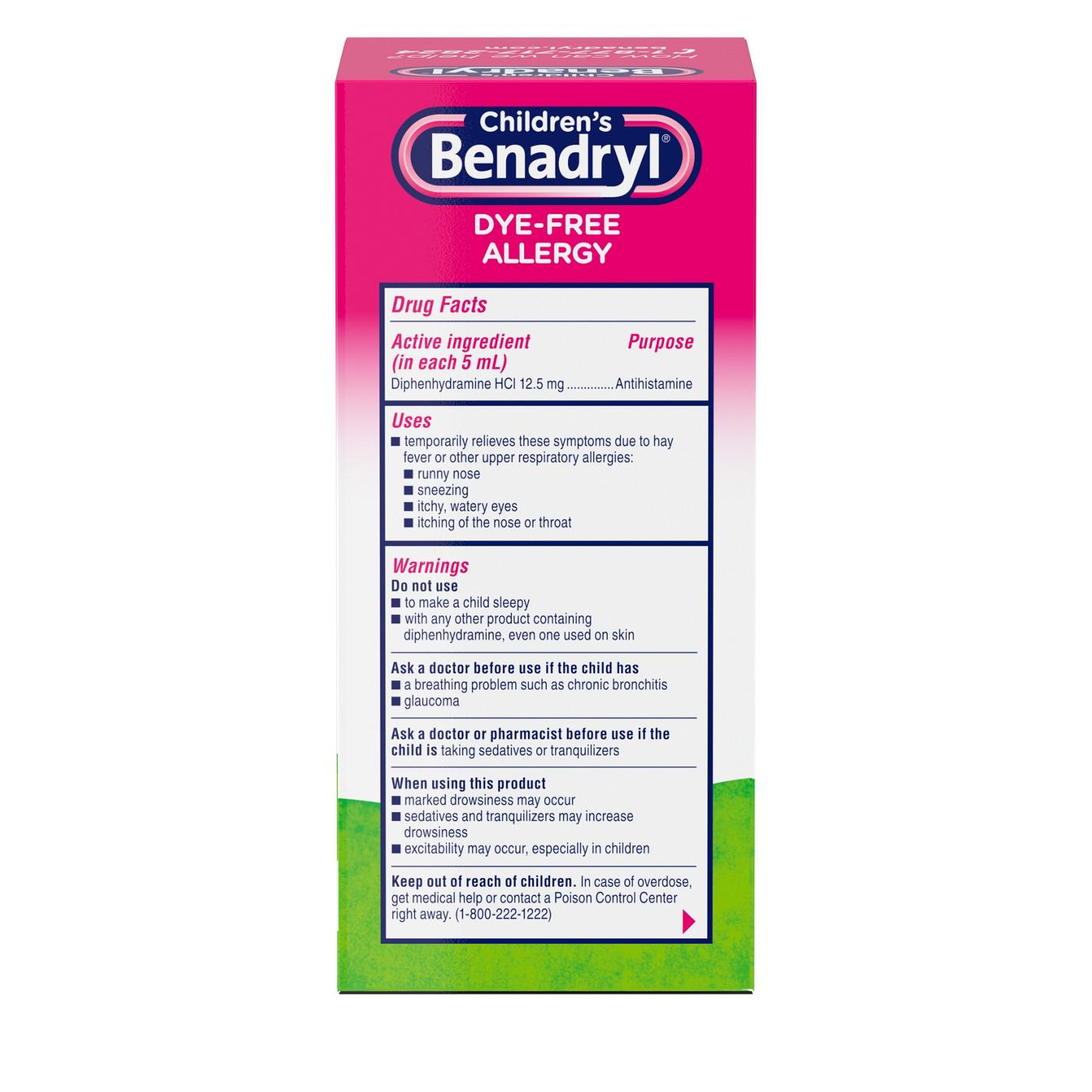 Benadryl Children's Dye -Free Allergy Liquid - Bubble Gum; image 3 of 8