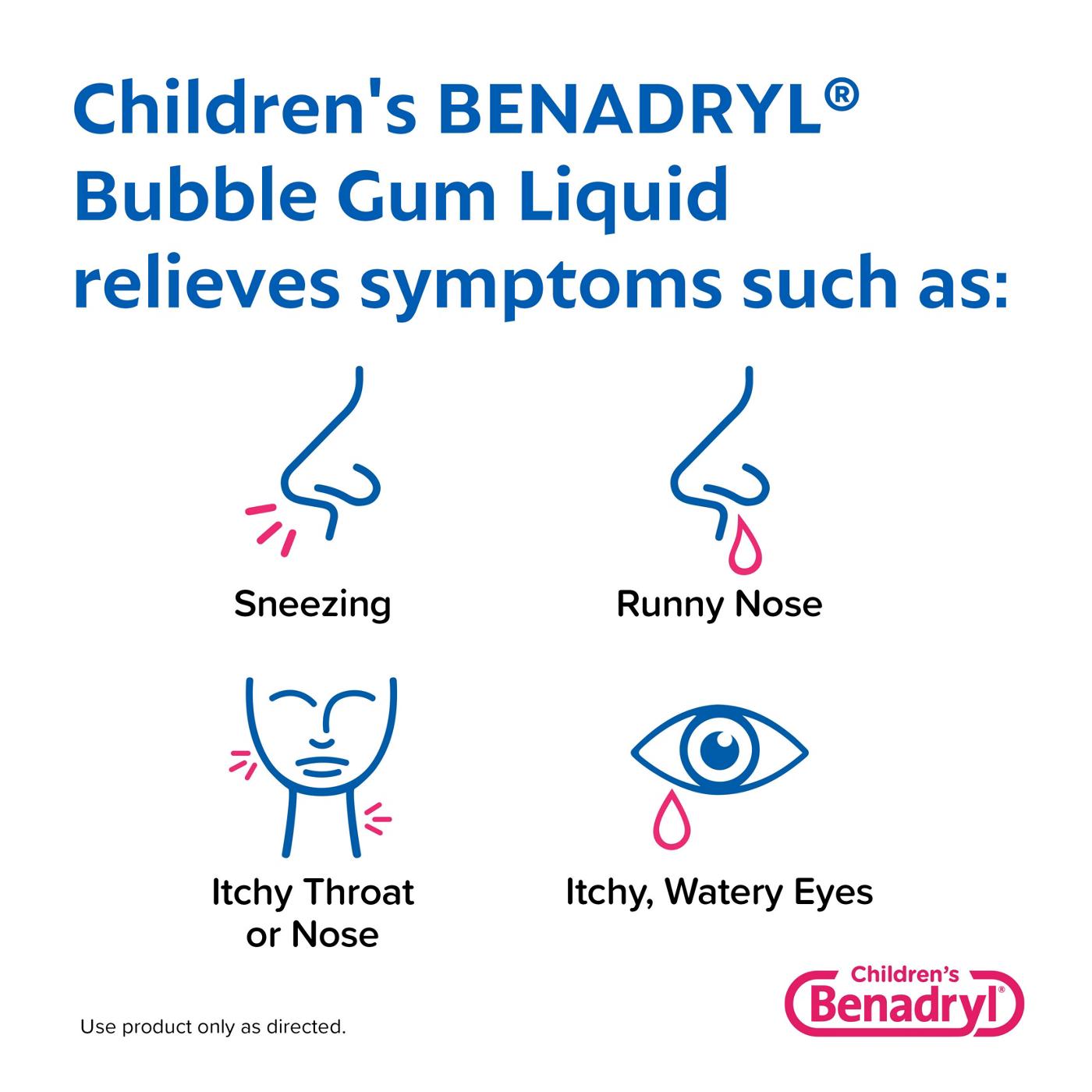 Benadryl Children's Dye -Free Allergy Liquid - Bubble Gum; image 4 of 8