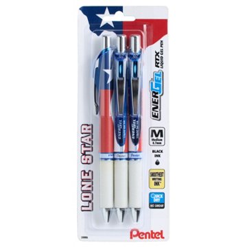 Pentel EnerGel RTX Lone Star 0.7mm Gel Pens - Black Ink