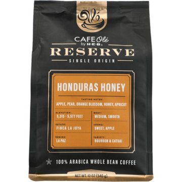 CAFE Olé by H-E-B Reserve Single Origin Whole Bean Honduras Honey Coffee, 12 oz