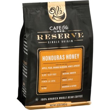 CAFE Olé by H-E-B Reserve Single Origin Whole Bean Honduras Honey Coffee, 12 oz