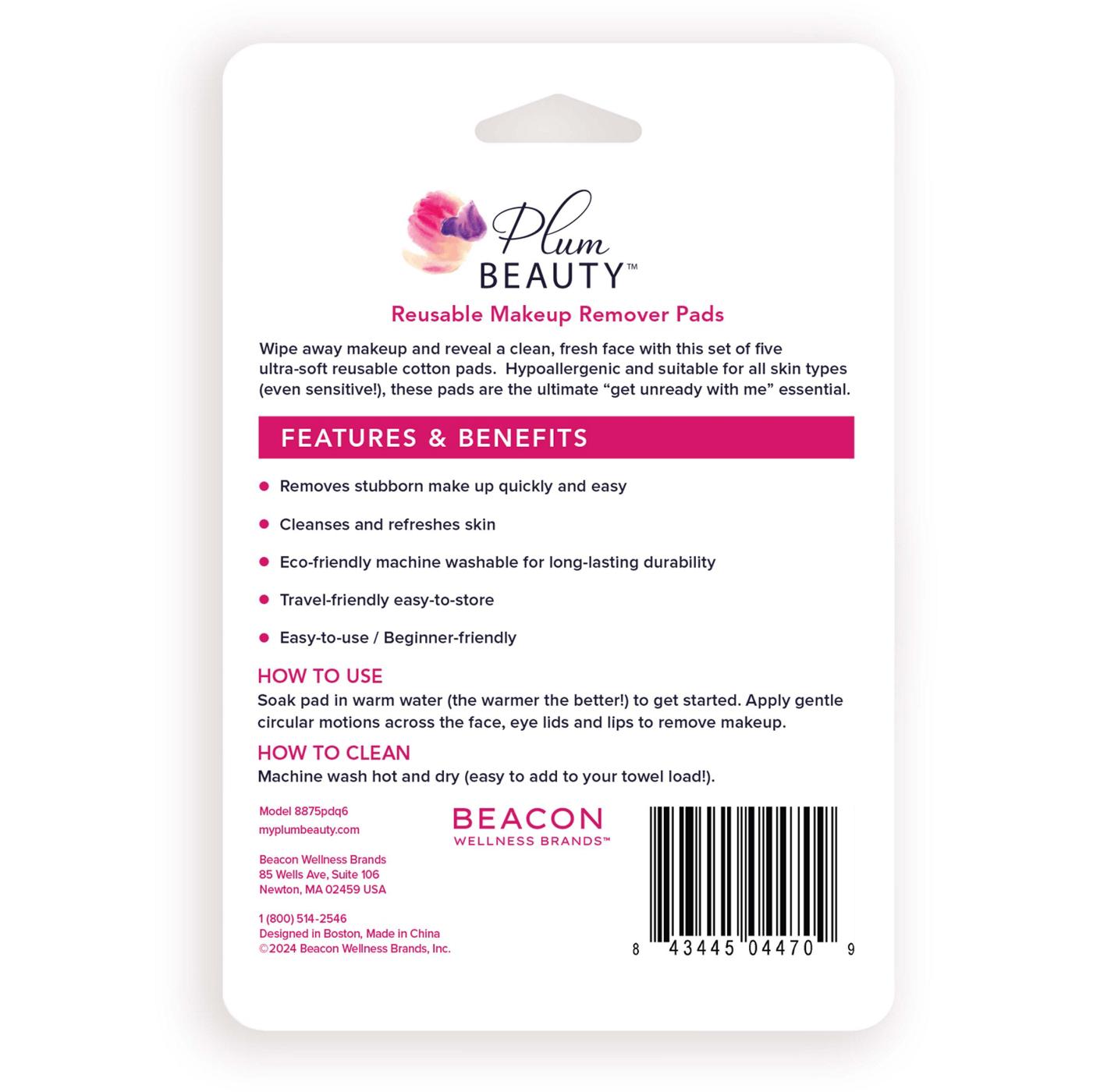 Plum Beauty Reusable Makeup Remover Pads; image 2 of 2