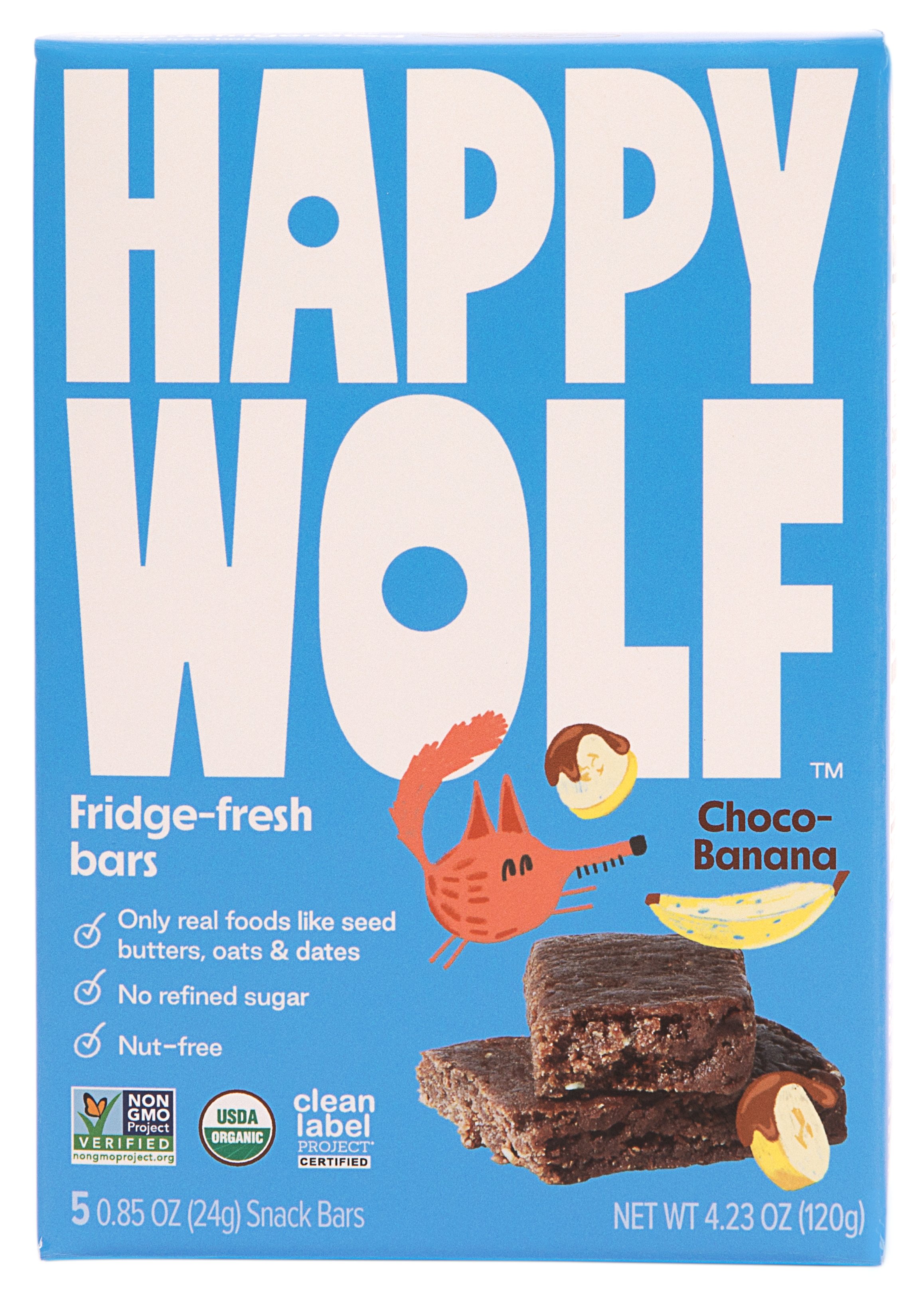 Happy Wolf Organic Chocolate Banana Refrigerated Bars, 5 ct