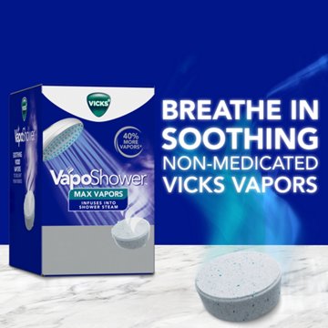 Vicks VapoShower Max Tablets, Non-Medicated Eucalyptus Shower Steamer Tablets, Menthol, Aromatherapy
