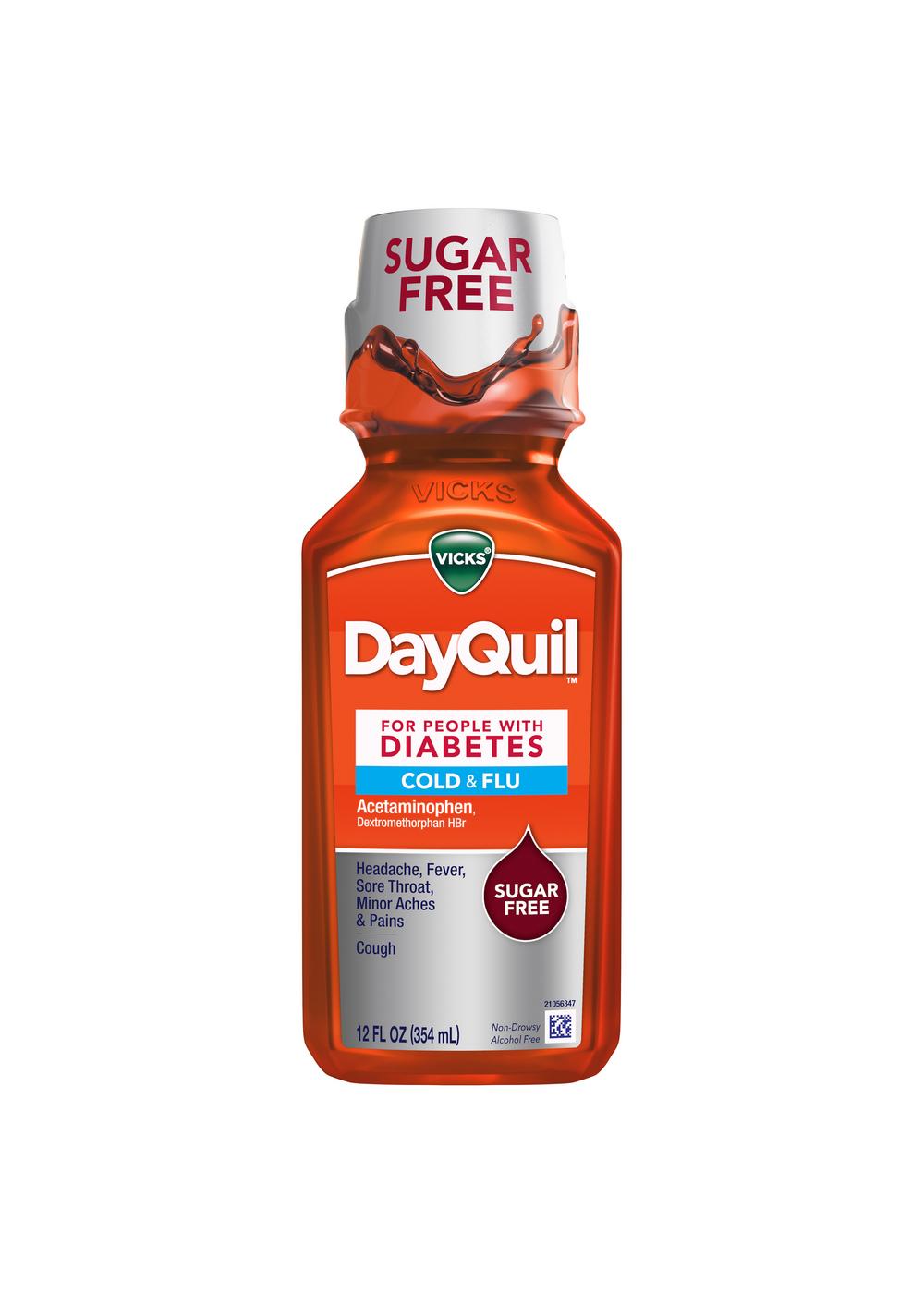 Vicks DayQuil Diabetes Cold & Flu Liquid; image 1 of 6