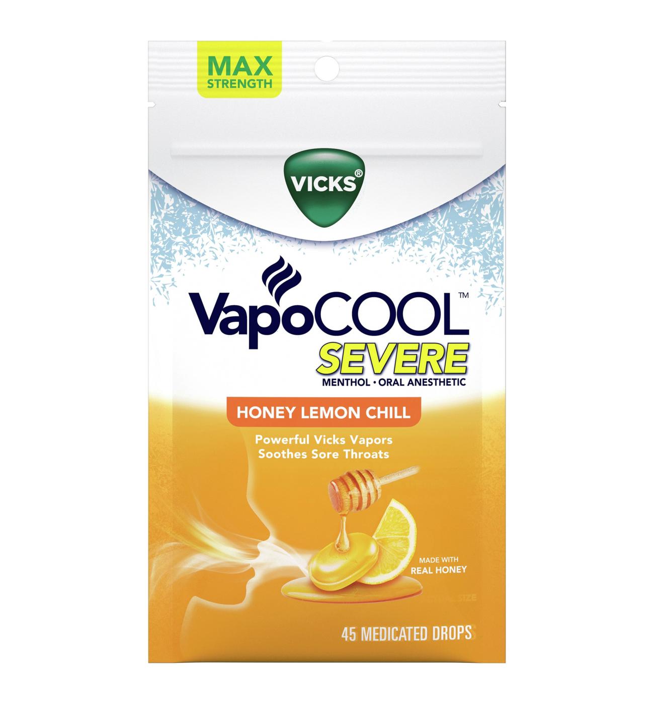 Vicks VapoCOOL Severe Medicated Drops - Honey Lemon; image 1 of 4