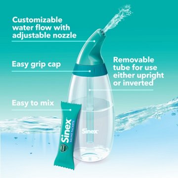 Vicks Sinex Saline Nasal Rinse Starter Kit, Fast & Effective Relief for Everyday Congestion from Sinus & Allergy