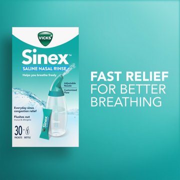 Vicks Sinex Saline Nasal Rinse Starter Kit, Fast & Effective Relief for Everyday Congestion from Sinus & Allergy