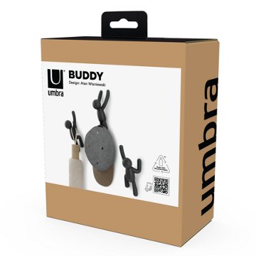 Umbra Buddy Wall Hooks - Black, 3 pk