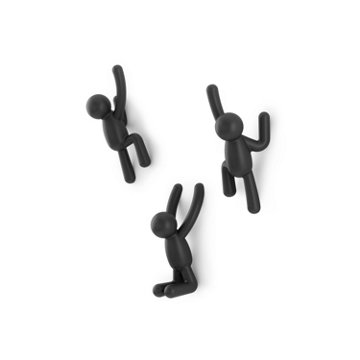 Umbra Buddy Wall Hooks - Black, 3 pk