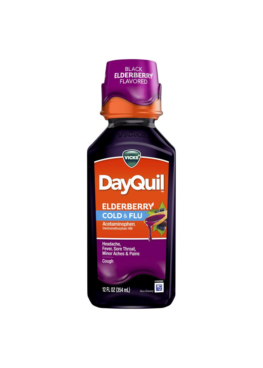 Vicks DayQuil Elderberry Cold & Flu Liquid; image 1 of 5