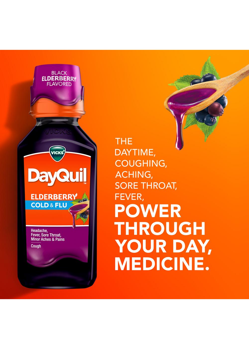 Vicks DayQuil Elderberry Cold & Flu Liquid; image 2 of 5