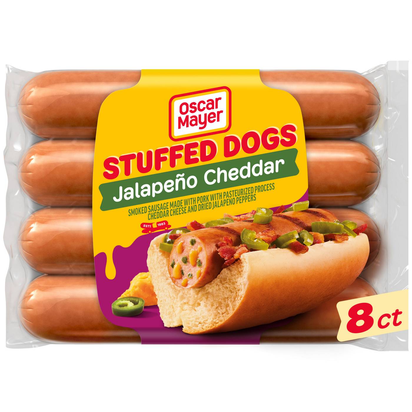 Oscar Mayer Jalapeo Cheddar Stuffed Hot Dogs; image 1 of 5