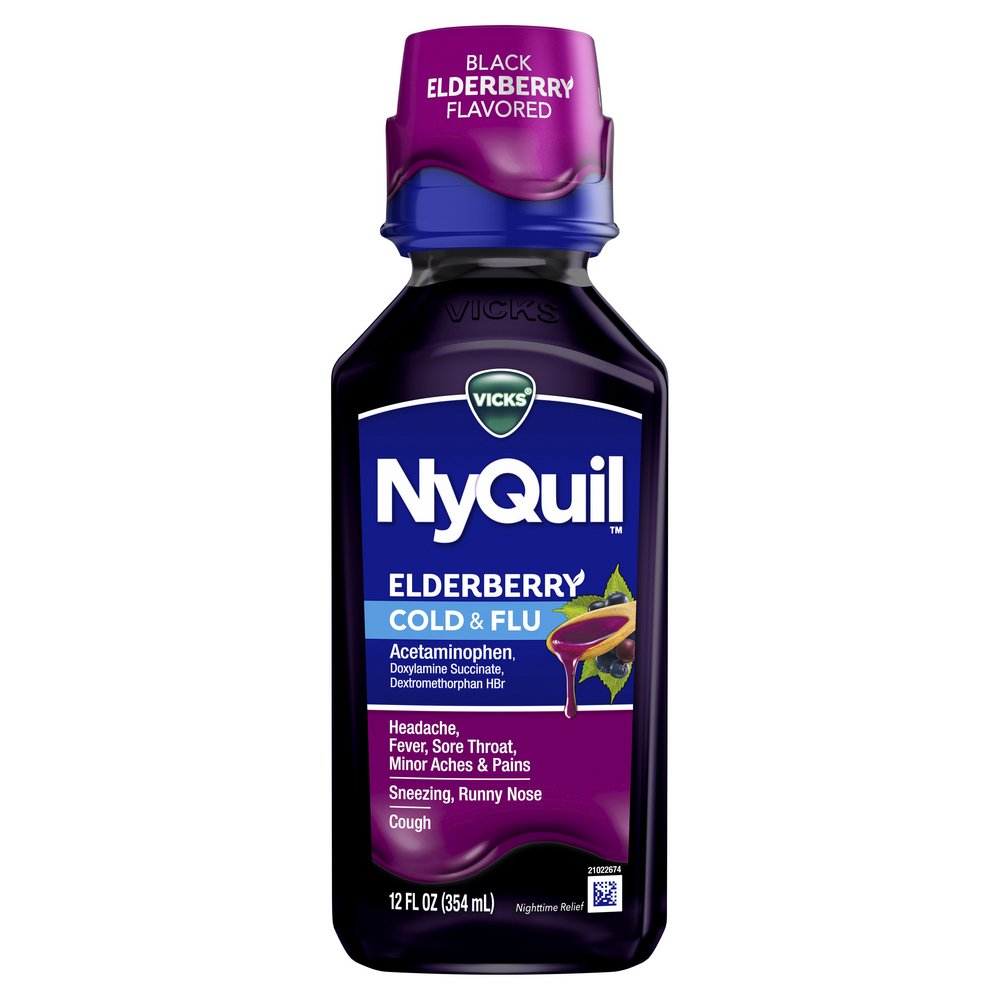 Vicks NyQuil Elderberry Cold & Flu Liquid - Shop Cough, cold & flu at H-E-B