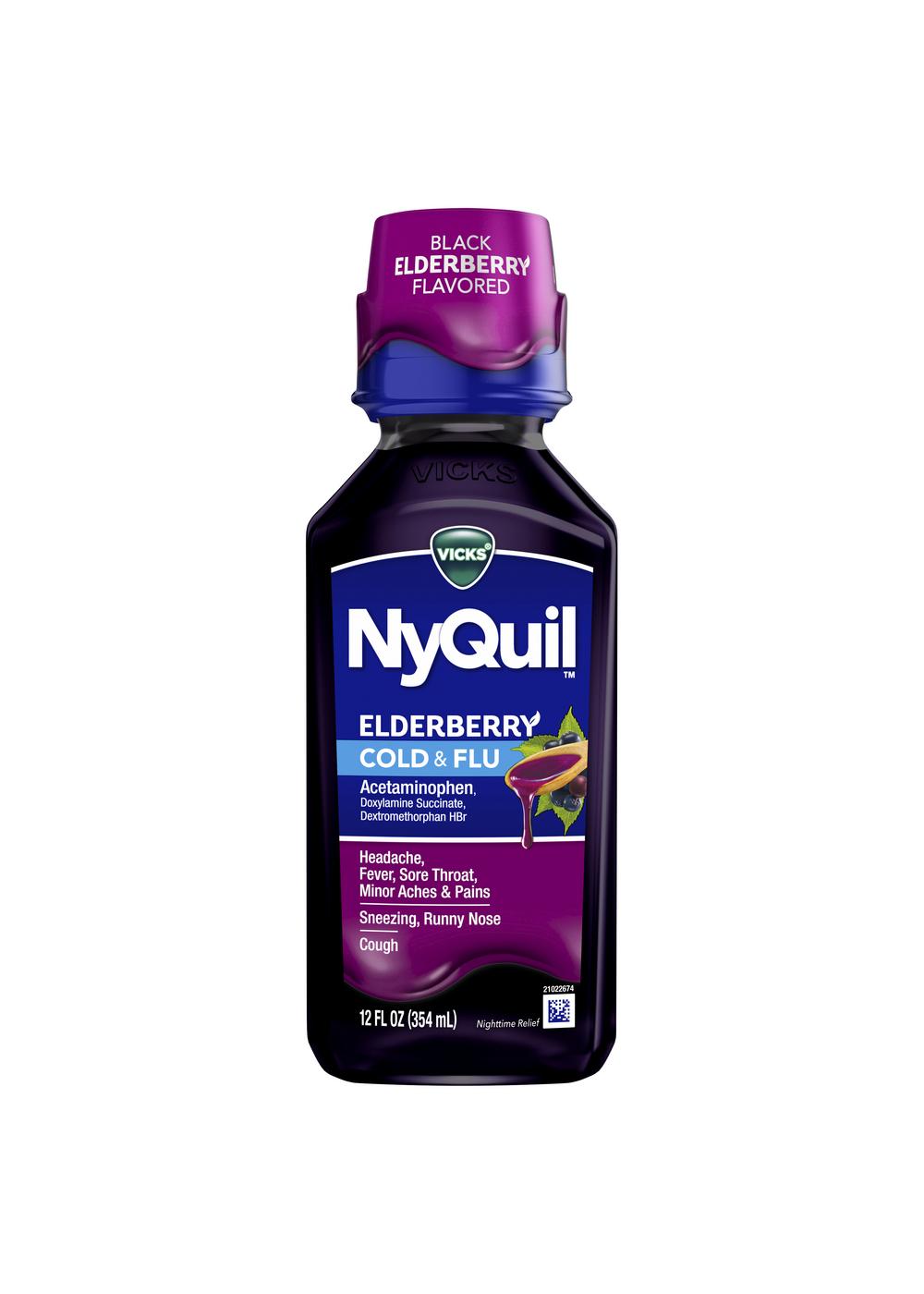 Vicks NyQuil Elderberry Cold & Flu Liquid; image 1 of 7