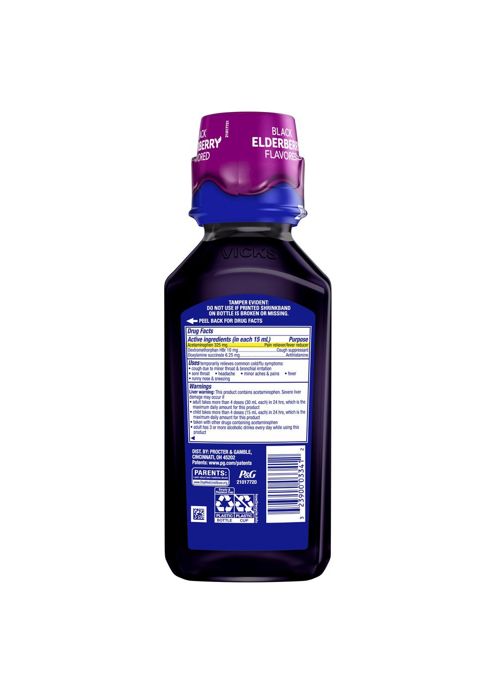 Vicks NyQuil Elderberry Cold & Flu Liquid; image 6 of 7