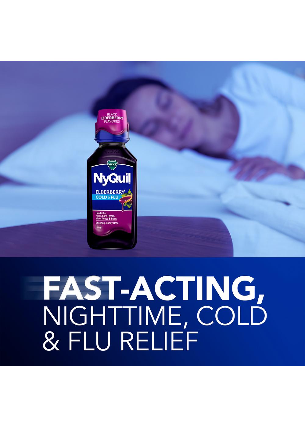 Vicks NyQuil Elderberry Cold & Flu Liquid; image 7 of 7