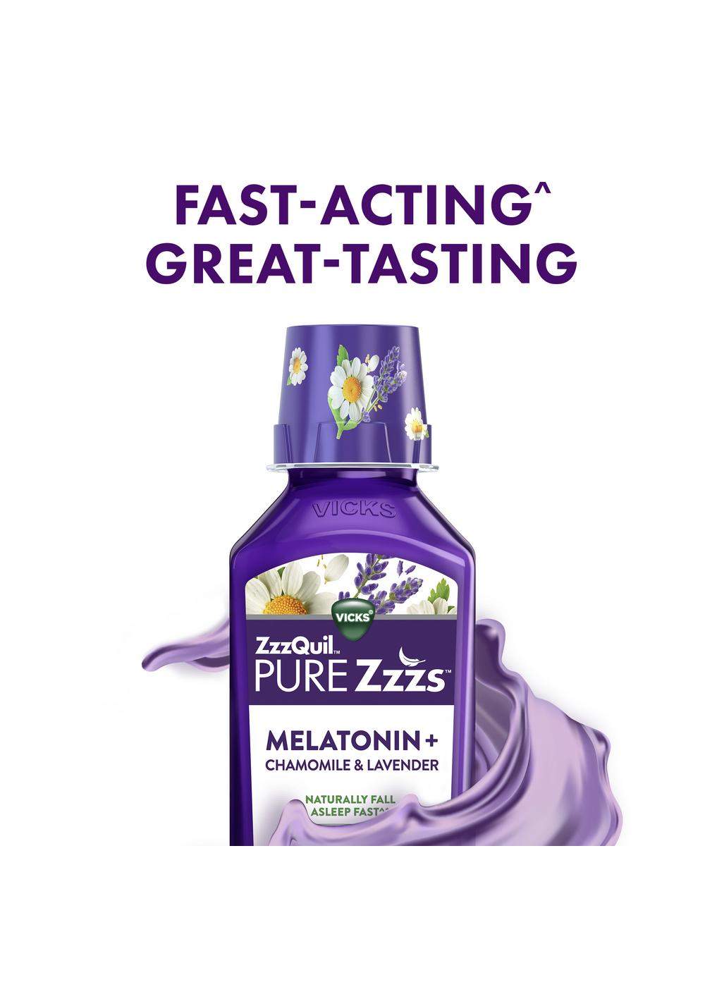 Vicks ZzzQuil Pure Zzzs Melatonin Liquid, Sleep Aid with Chamomile & Lavender, Berry Flavor; image 2 of 7