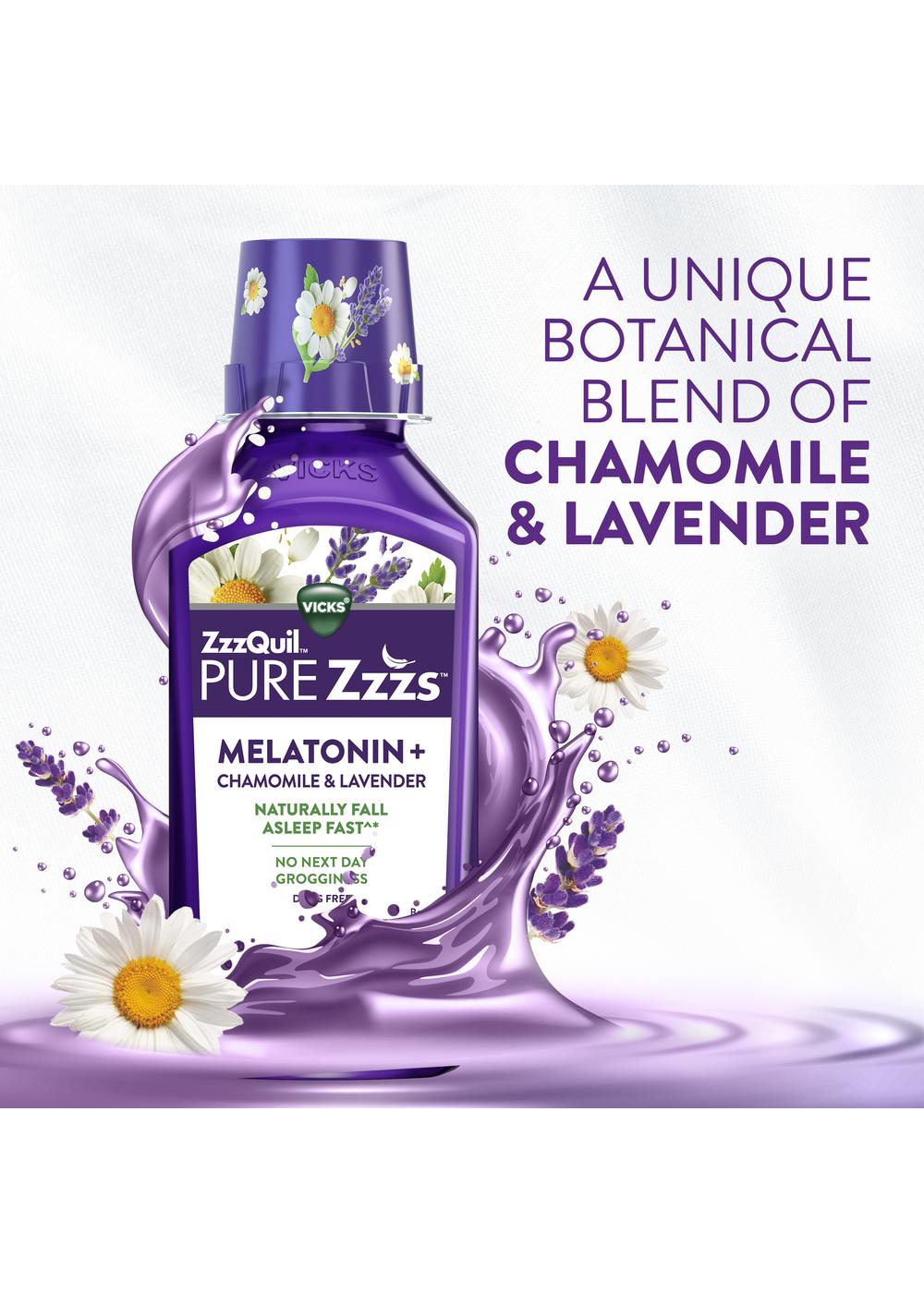Vicks ZzzQuil Pure Zzzs Melatonin Liquid, Sleep Aid with Chamomile & Lavender, Berry Flavor; image 5 of 7
