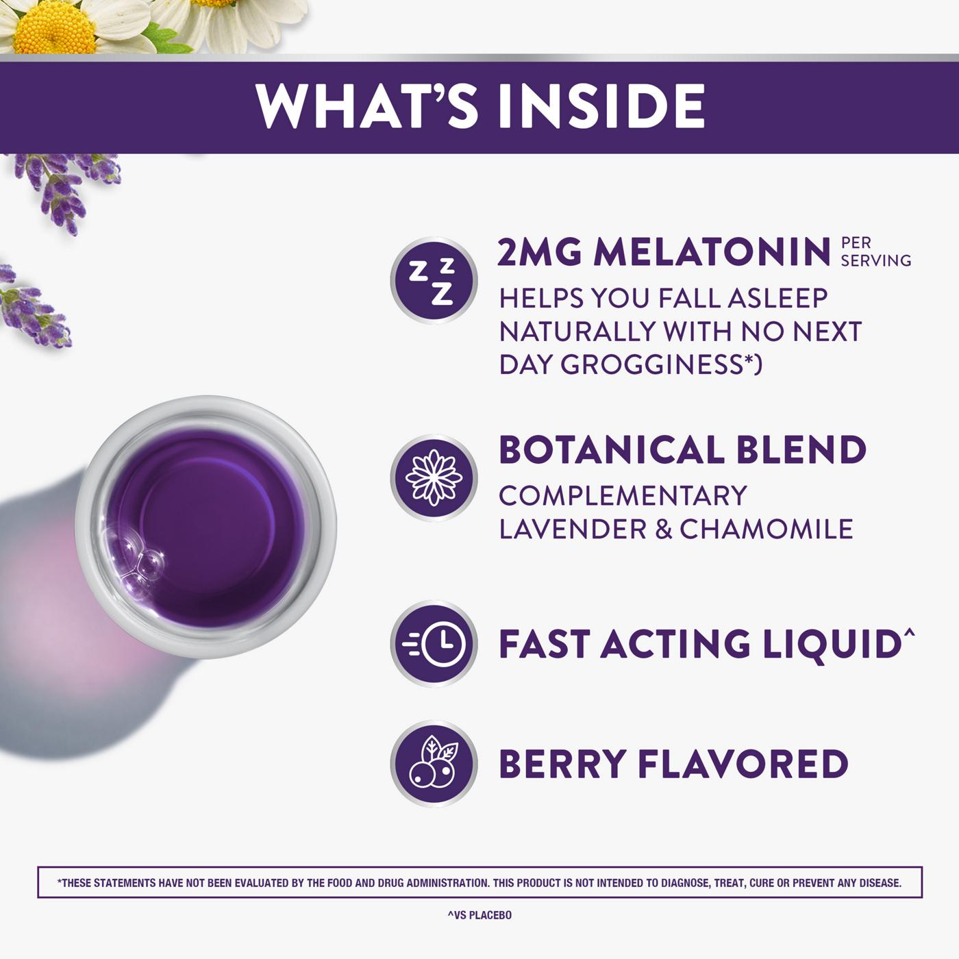 Vicks ZzzQuil Pure Zzzs Melatonin Liquid, Sleep Aid with Chamomile & Lavender, Berry Flavor; image 6 of 7