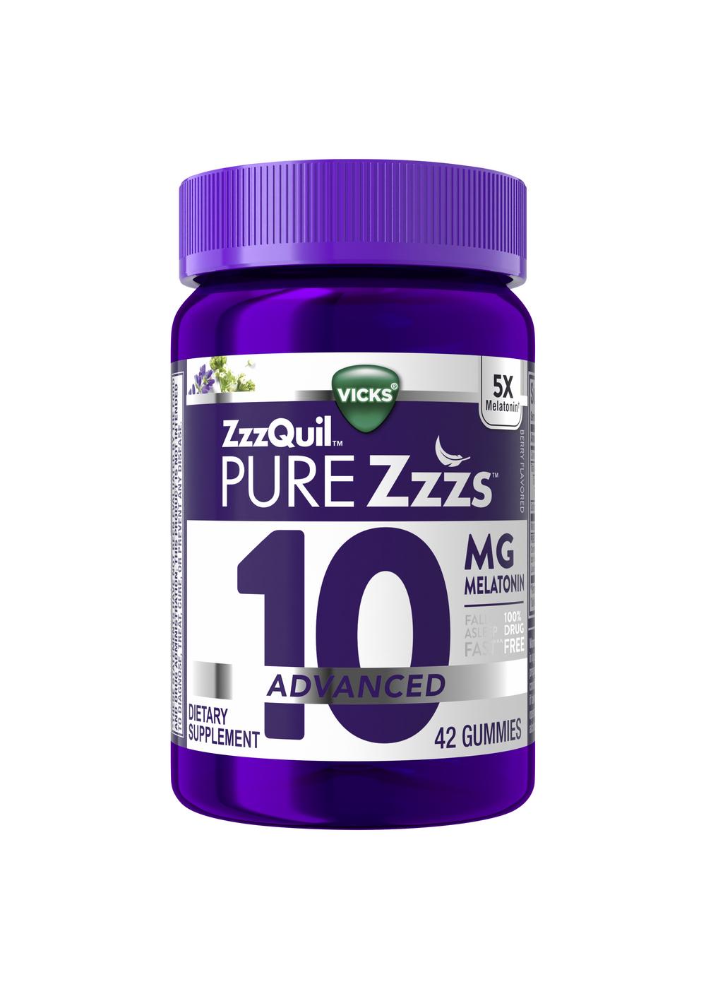 Vicks ZzzQuil Pure Zzzs Advanced Melatonin Gummies - 10 mg; image 1 of 8