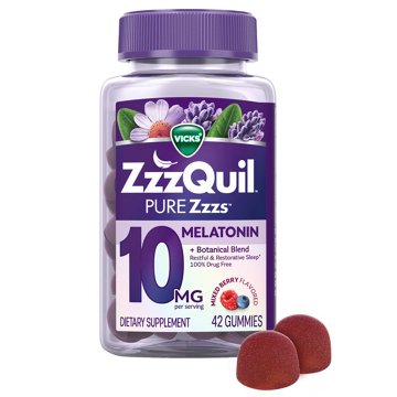 Vicks ZzzQuil Pure Zzzs Advanced Melatonin Gummies, Sleep Aid with Chamomile & Lavender, Berry Flavor
