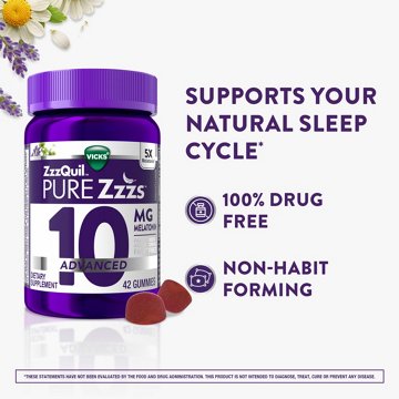 Vicks ZzzQuil Pure Zzzs Advanced Melatonin Gummies, Sleep Aid with Chamomile & Lavender, Berry Flavor