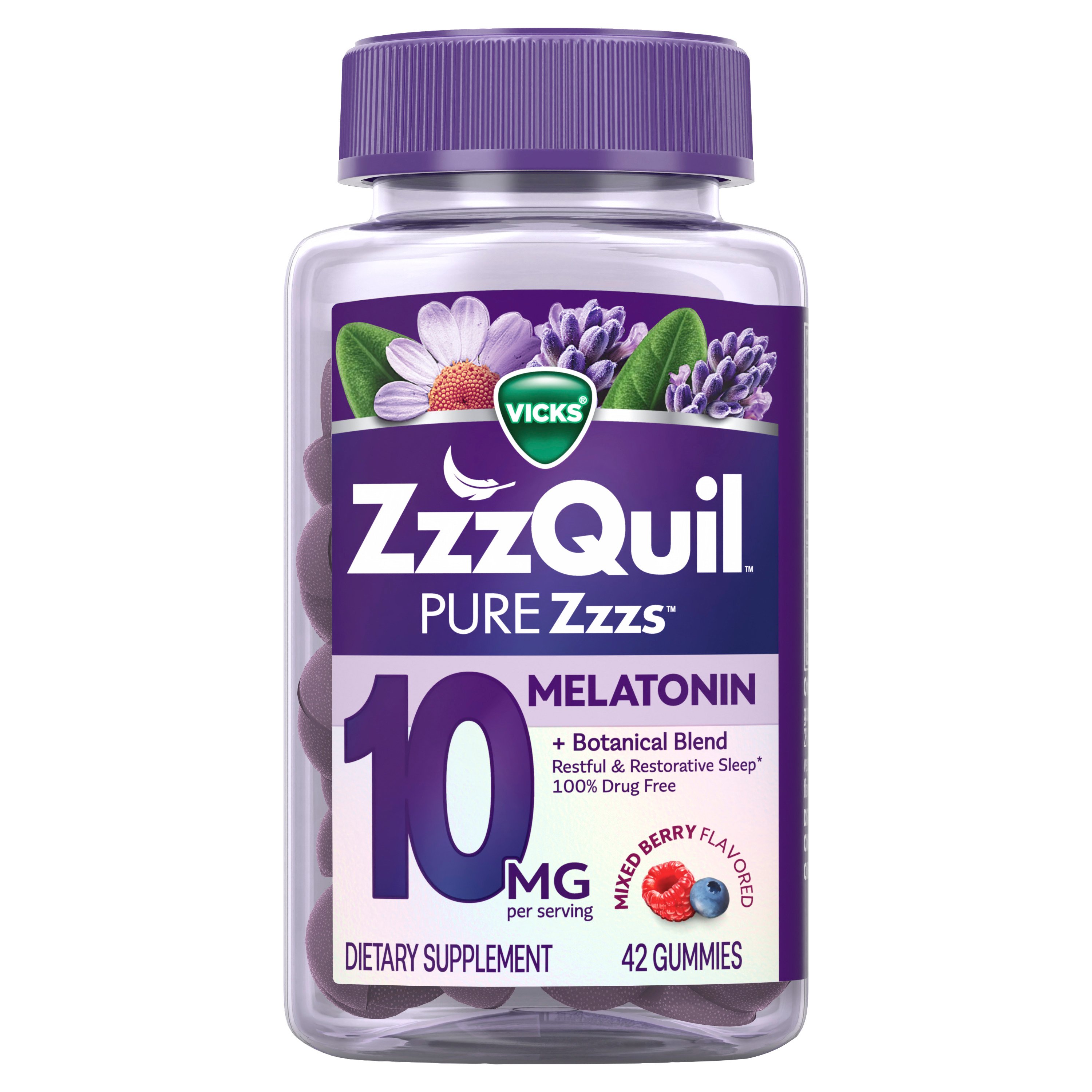 Vicks ZzzQuil Pure Zzzs Advanced Melatonin Gummies, Sleep Aid with