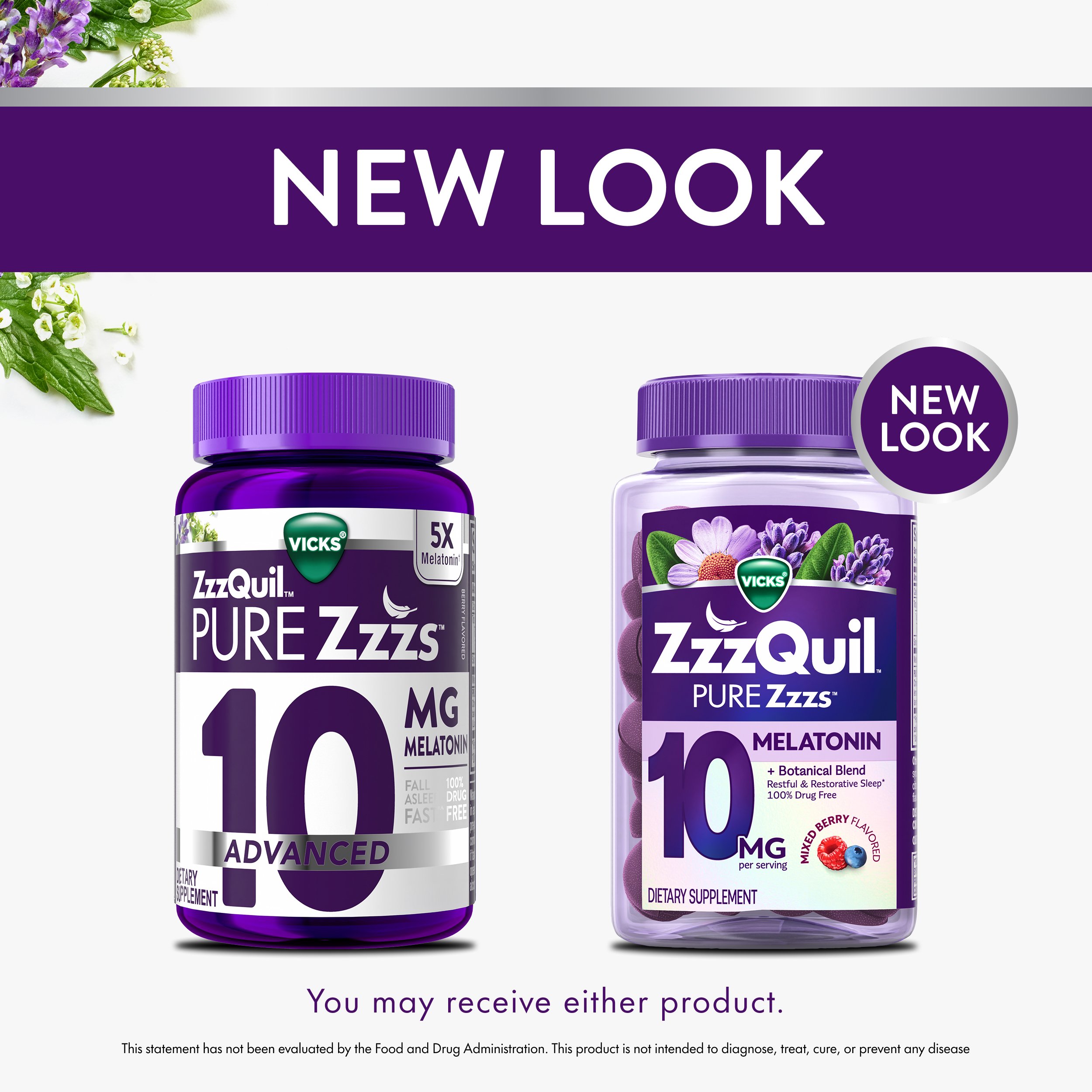 Vicks ZzzQuil Pure Zzzs Advanced Melatonin Gummies, Sleep Aid with