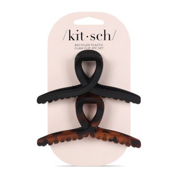 Kitsch Large Loop Claw Clip Set - Brown & Black