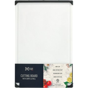 Kitchen & Table by H-E-B Cutting Board with Grips & Well, 18'' x 12''