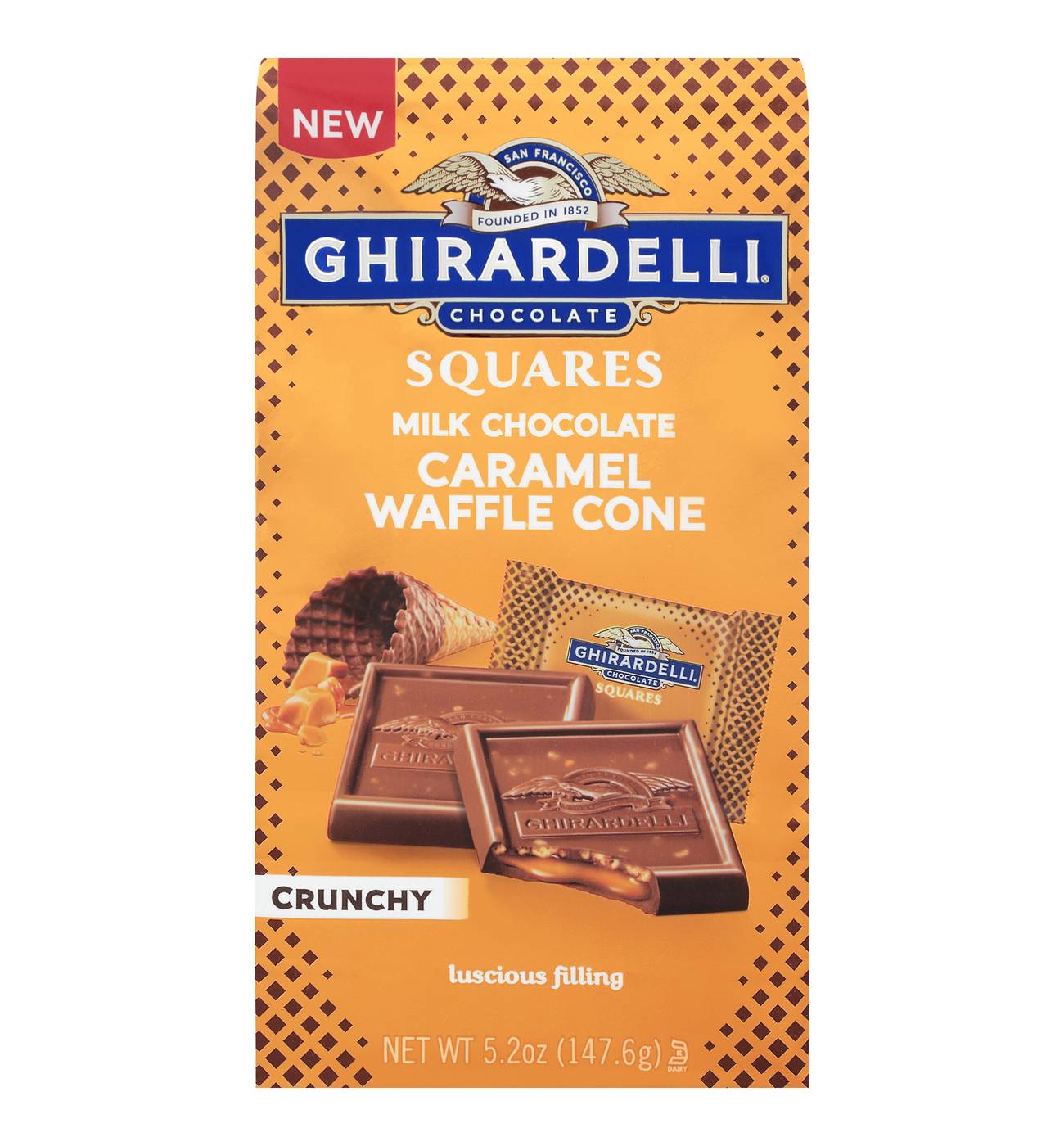 Ghirardelli Milk Chocolate Caramel Waffle Cone Squares; image 1 of 7