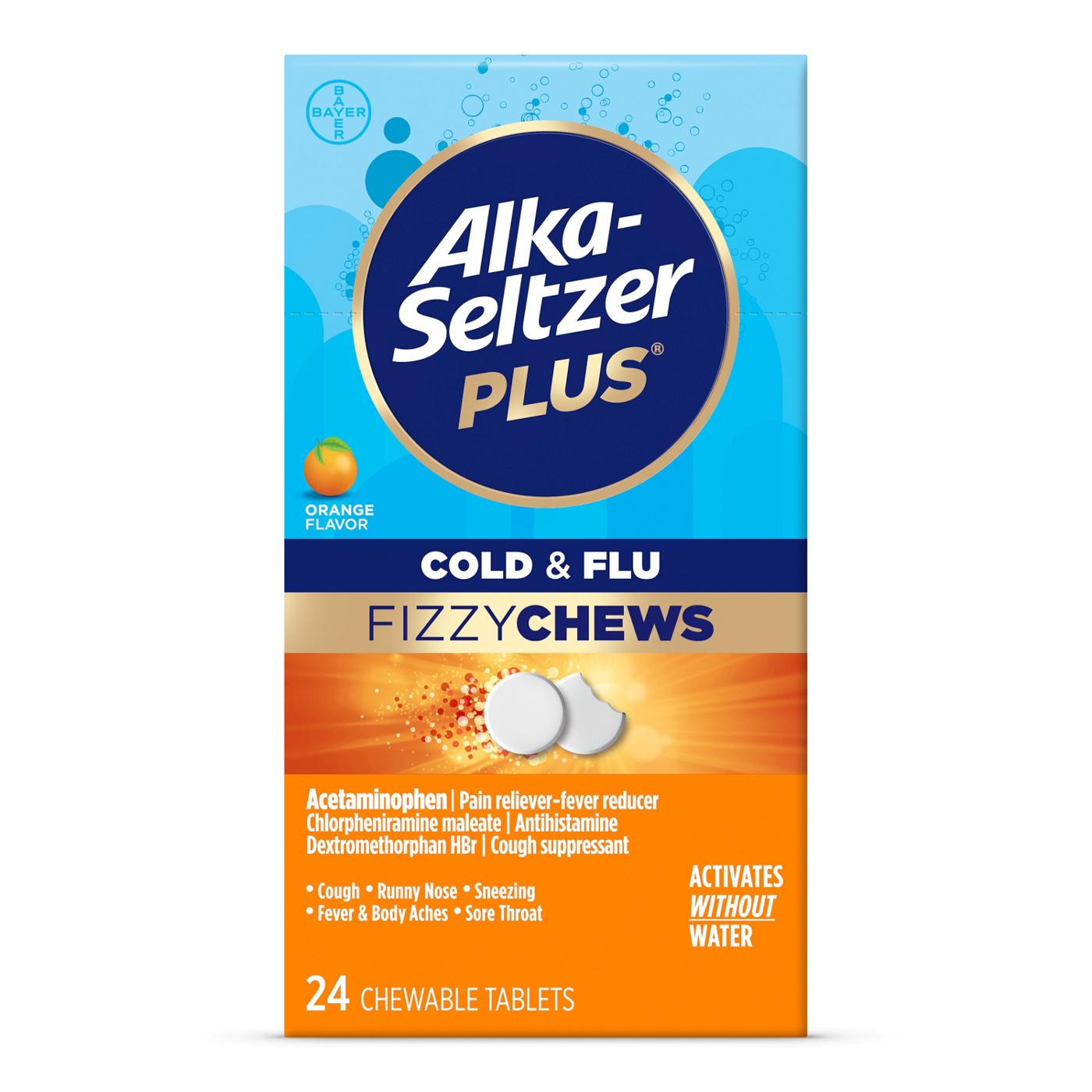 Alka-Seltzer Plus Cold & Flu Fizzy Chewable Tablets - Orange; image 1 of 3