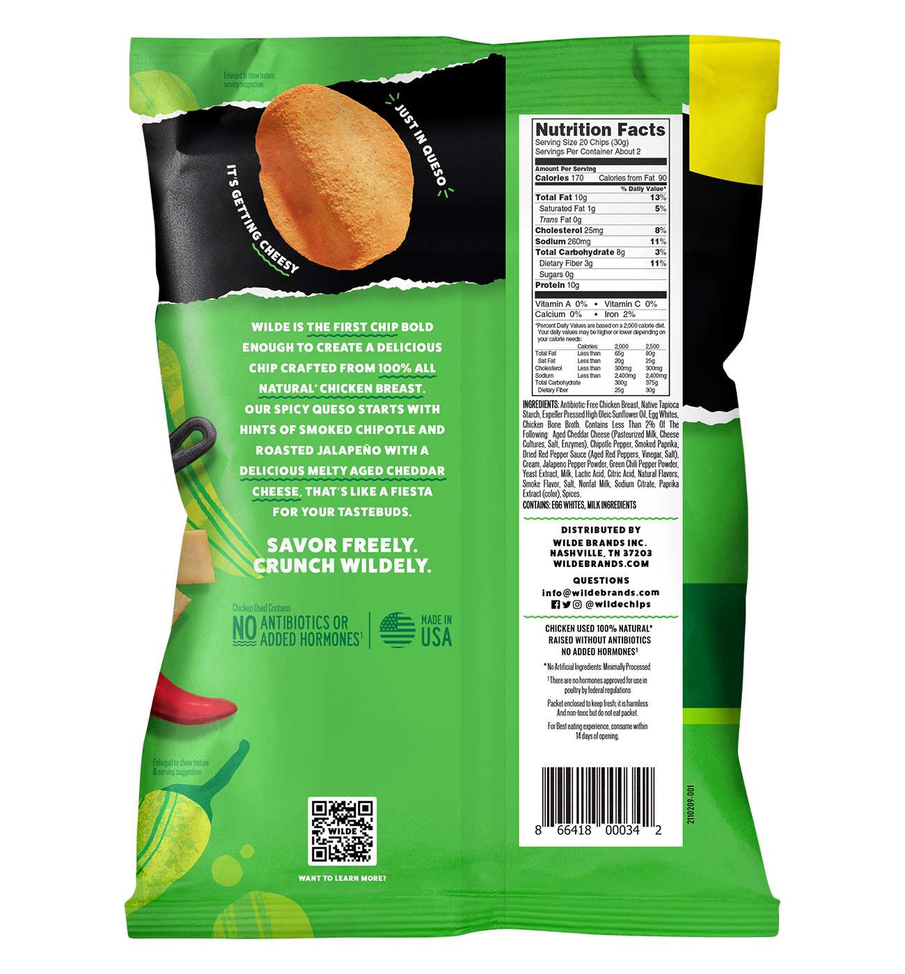 WILDE 10g Protein Chicken Chips - Spicy Queso; image 4 of 4