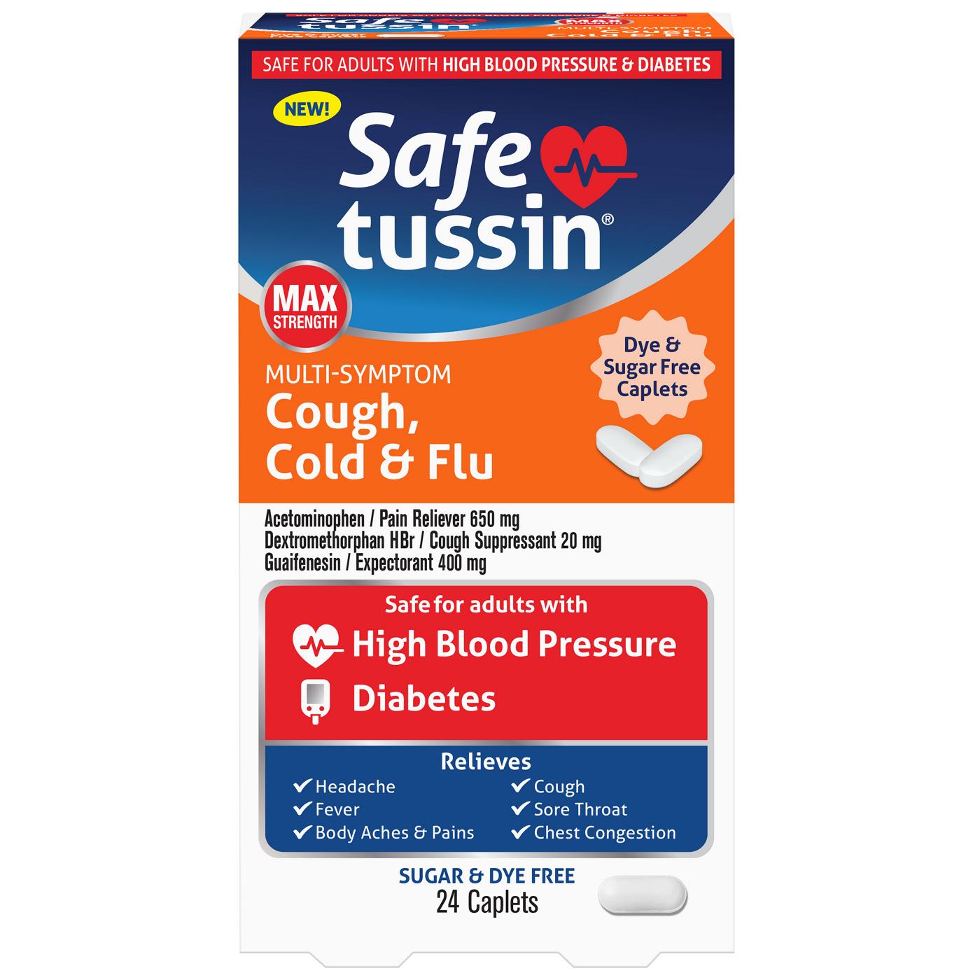 Safetussin Max Strength Cough, Cold & Flu Caplets; image 1 of 2