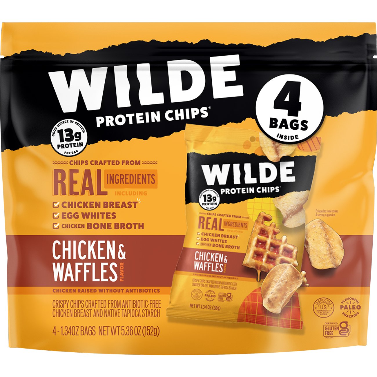 WILDE Protein Chips 4 pk Bags Chicken & Waffles Shop Chips at HEB