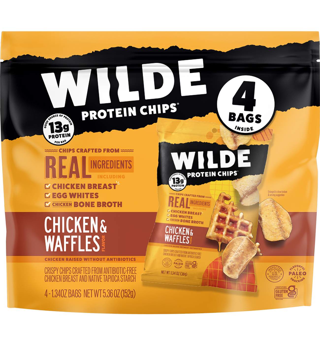 WILDE Protein Chips 4 pk Bags - Chicken & Waffles - Shop Chips at H-E-B