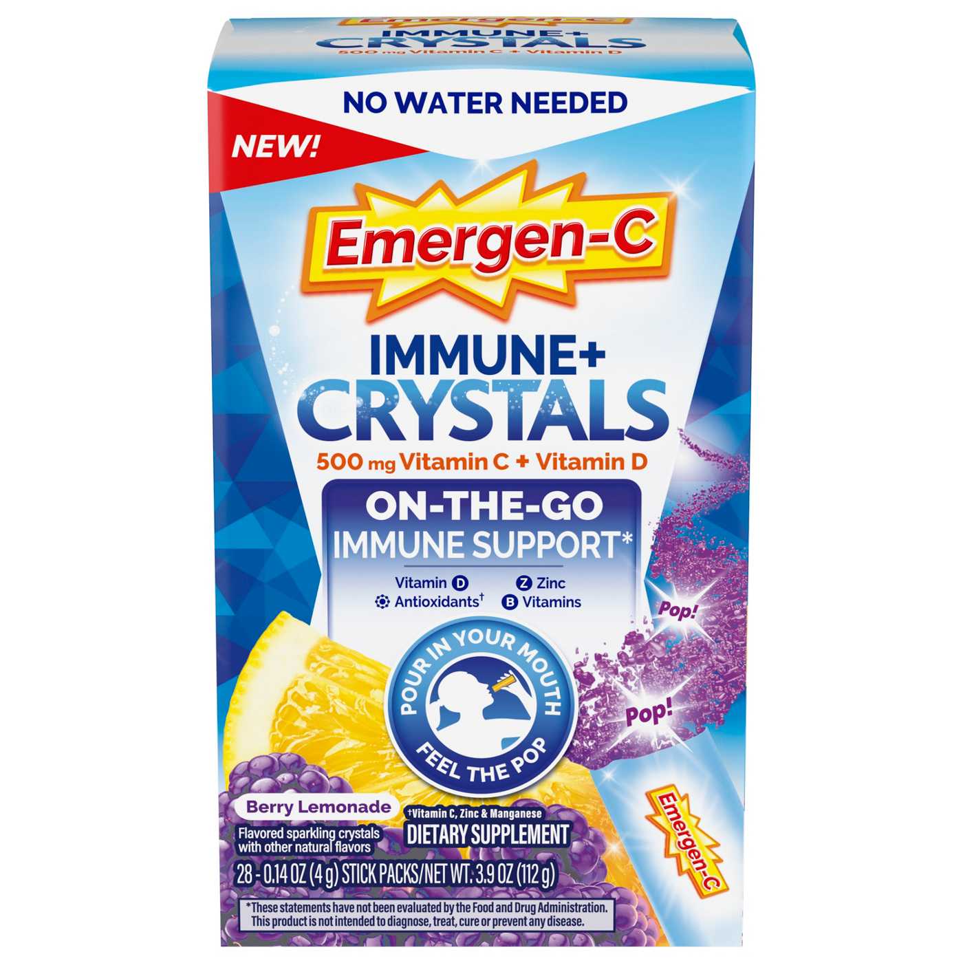 Emergen-C Immune+ Crystals On-The-Go Packets - Berry Lemon; image 1 of 3