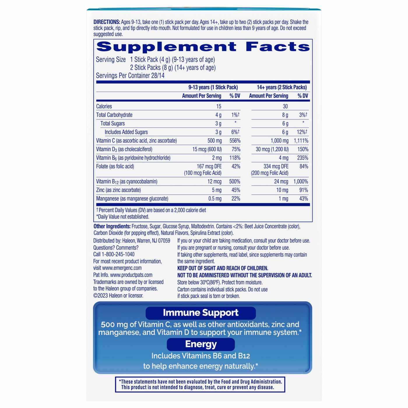 Emergen-C Immune+ Crystals On-The-Go Packets - Berry Lemon; image 3 of 3