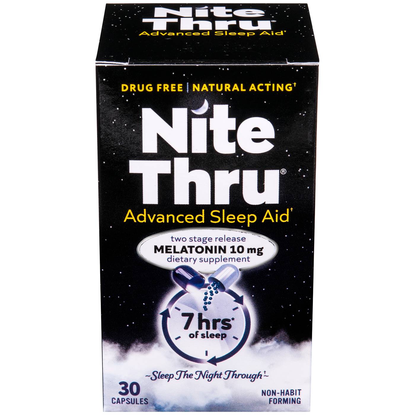 Nite Thru Advanced Sleep Aid Melatonin Capsules; image 1 of 4