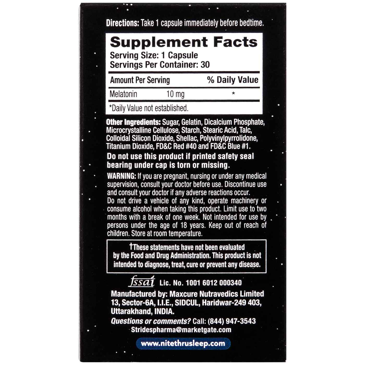 Nite Thru Advanced Sleep Aid Melatonin Capsules; image 2 of 4