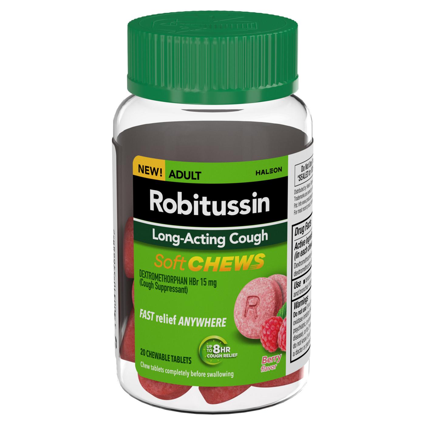 Robitussin Adult Long Acting Cough Chewable Tablets - Berry; image 1 of 3