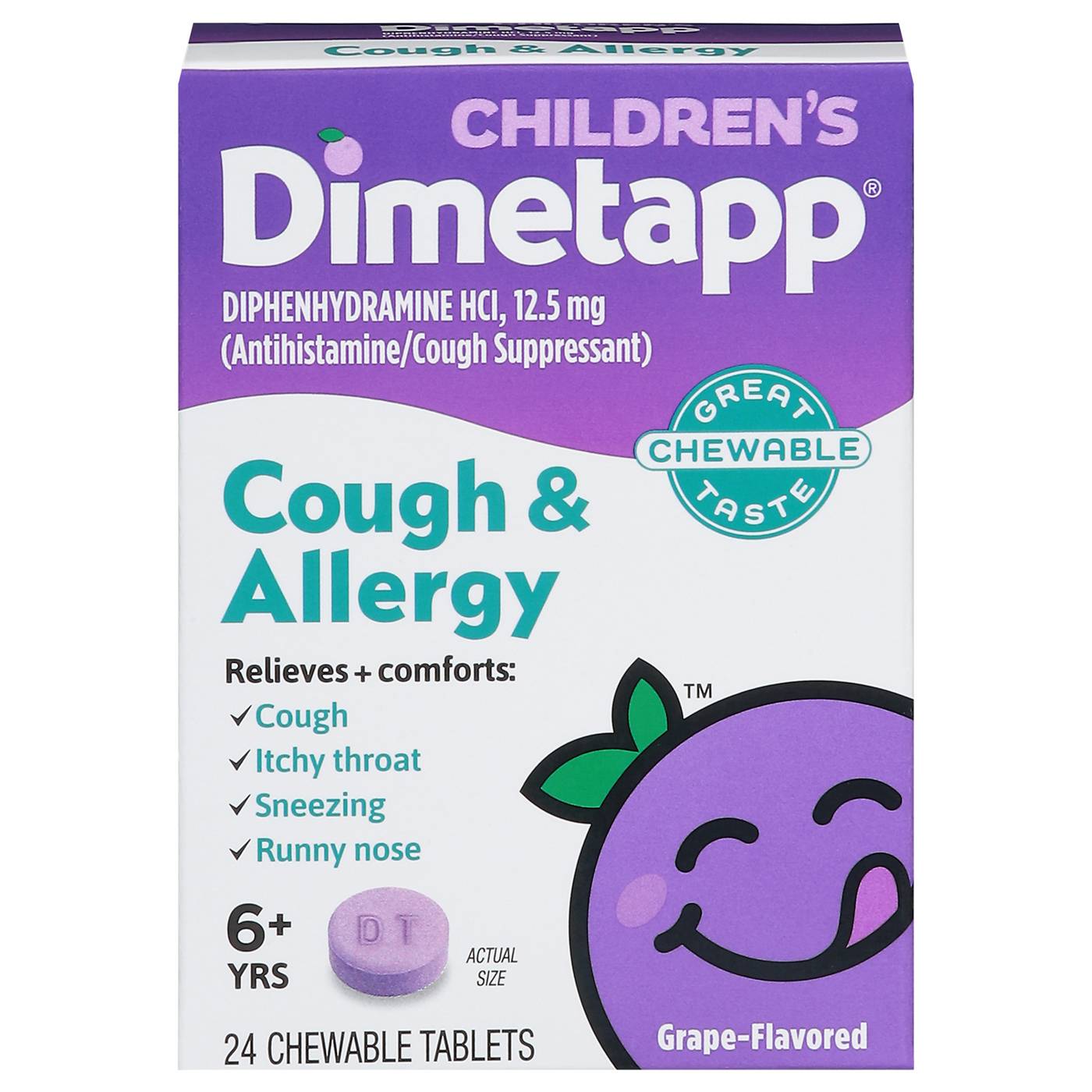 Dimetapp Children's Cough & Allergy Chewable Tablets - Grape; image 1 of 2