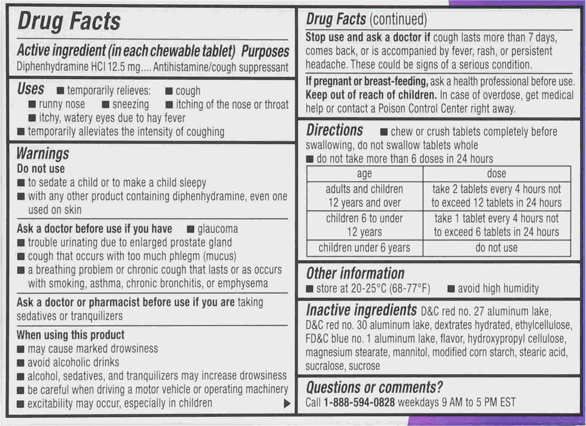 Dimetapp Children's Cough & Allergy Chewable Tablets - Grape; image 2 of 2