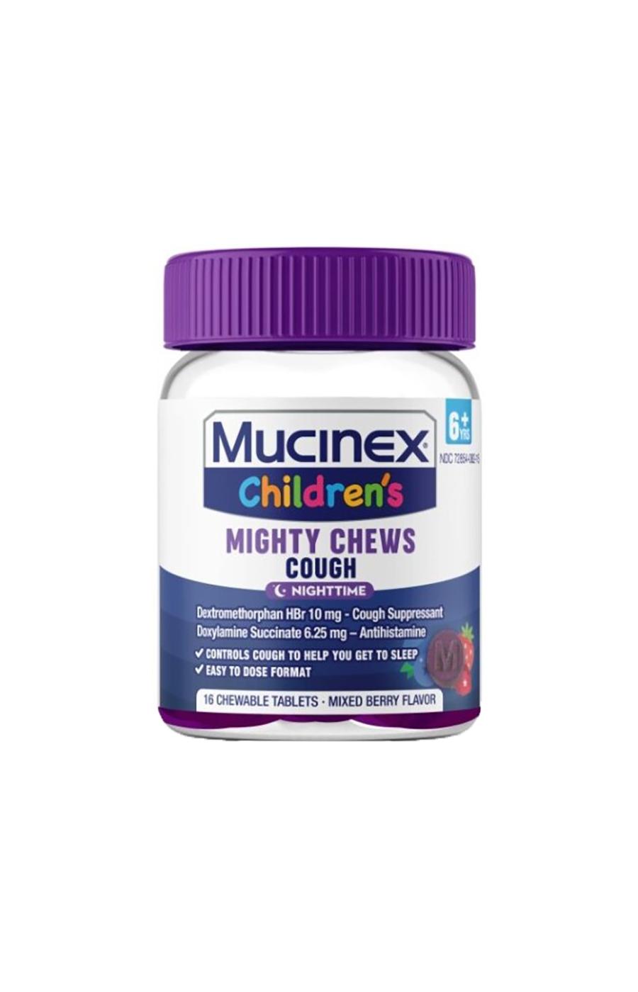 Mucinex Children's Mighty Chews For Nighttime Cough Chewable Tablets - Mixed Berry; image 1 of 3