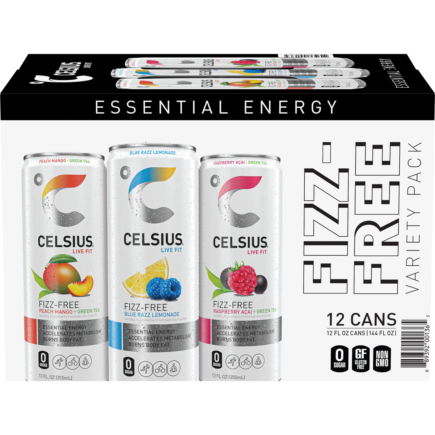 Celsius Live Fit Sparkling Energy Drink Fizz Free Variety Pack 12 Pk