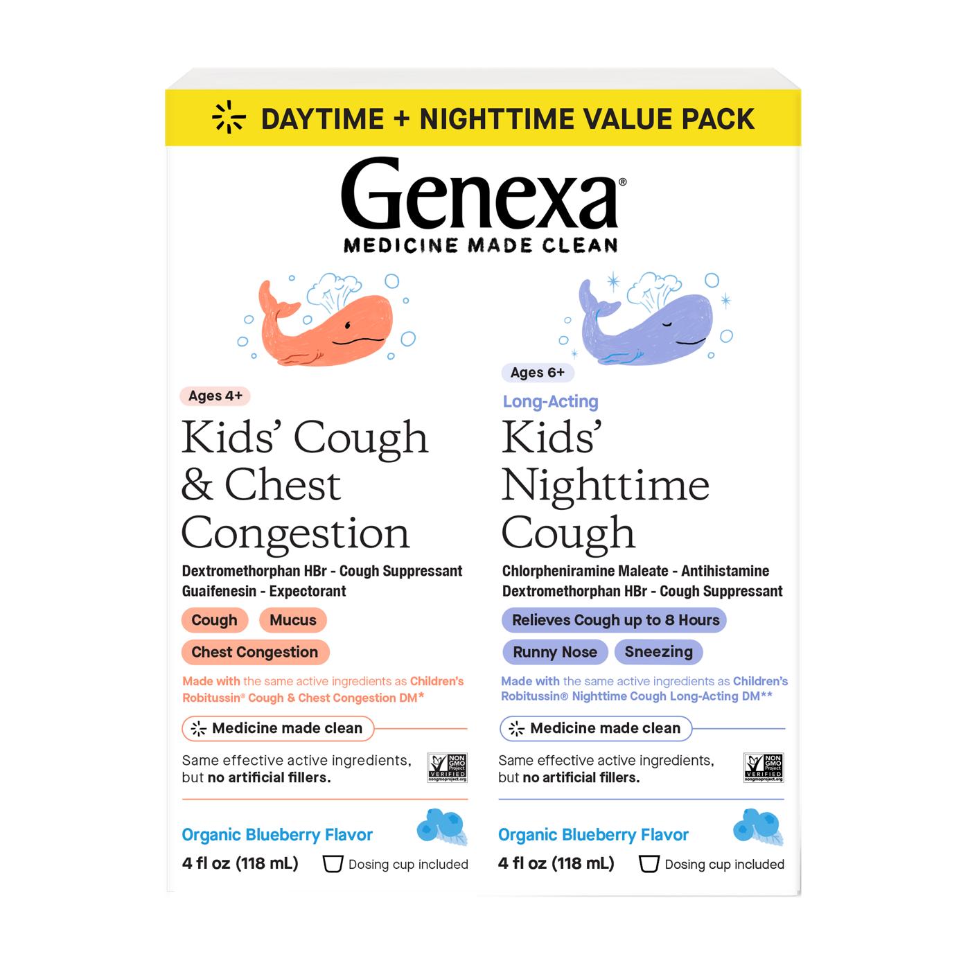 Genexa Kids' Day + Night Cough & Chest Congestion Relief Liquid - Blueberry; image 1 of 2